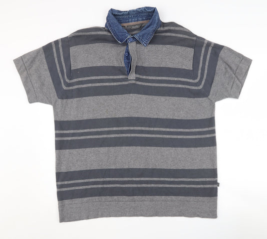 Wolsey Men's Grey Striped Polo Shirt Size L