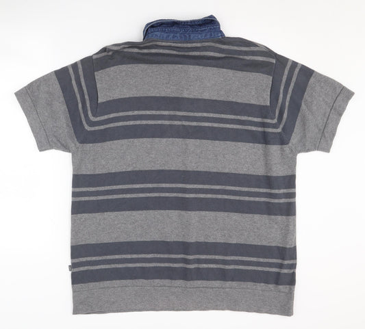 Wolsey Men's Grey Striped Polo Shirt Size L