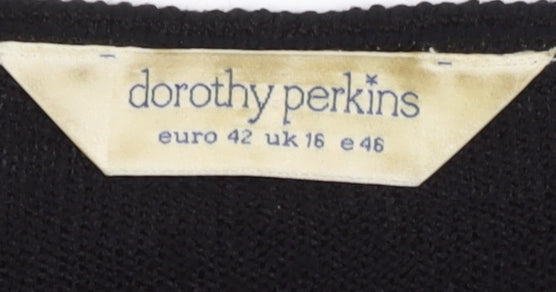 Womens UK Size 16 Dorothy Perkins Black Cardigan Jumper