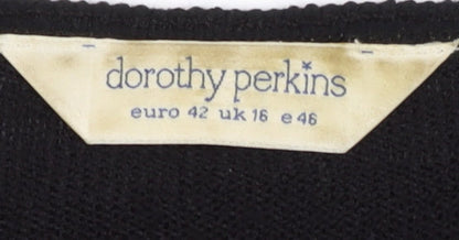 Womens UK Size 16 Dorothy Perkins Black Cardigan Jumper
