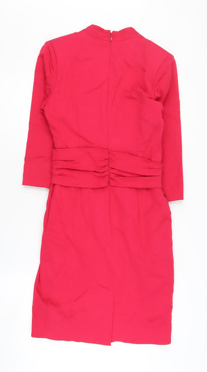 Reiss Red Wrap Dress, Size 8, 3/4 Sleeve, Lined