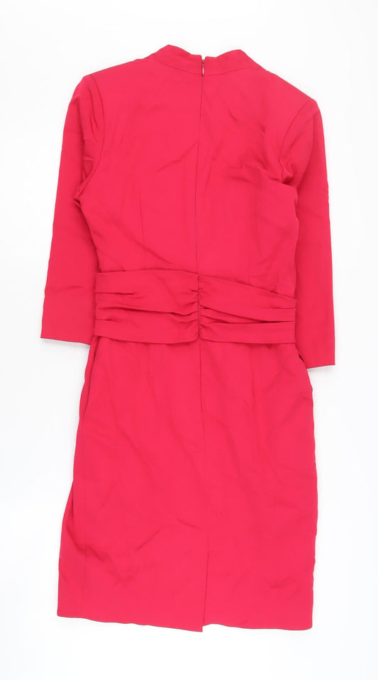Reiss Red Wrap Dress, Size 8, 3/4 Sleeve, Lined