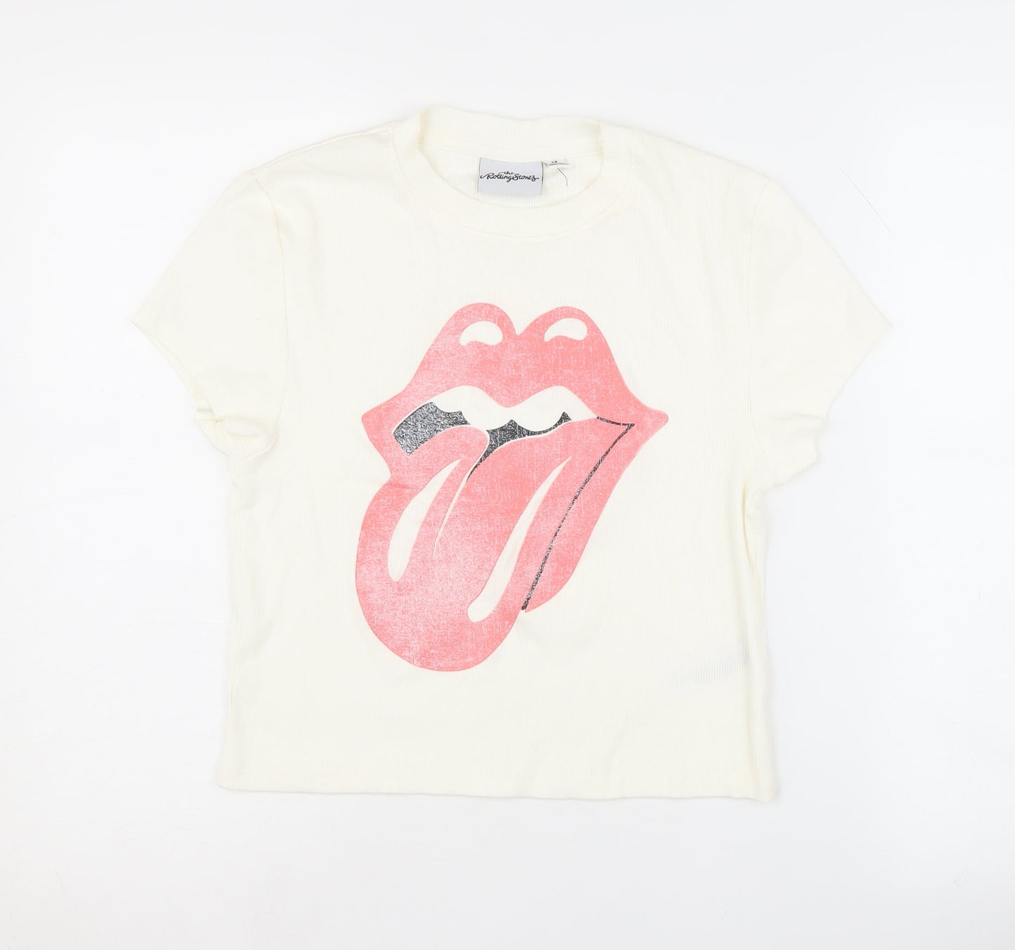 Womens UK Size M The Rolling Stones White Basic T-Shirt