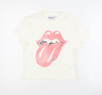 Womens UK Size M The Rolling Stones White Basic T-Shirt