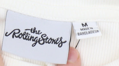 Womens UK Size M The Rolling Stones White Basic T-Shirt