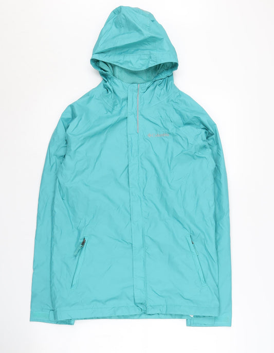 Columbia Women's Blue Hooded Rain Jacket L