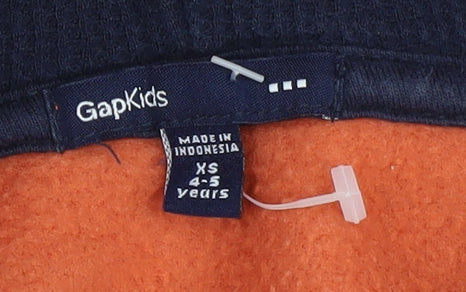 GAP Boys Orange Hoodie, XS 4-5 Years, Logo Pullover