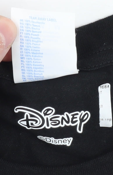 Disney Black Graphic Print Unisex Kids T-Shirt 9-10 Years