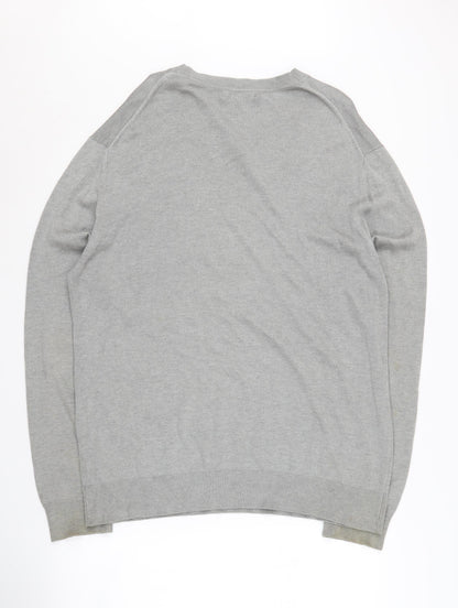 Banana Republic Men's Grey Silk Cashmere V-Neck Pullover Jumper XL