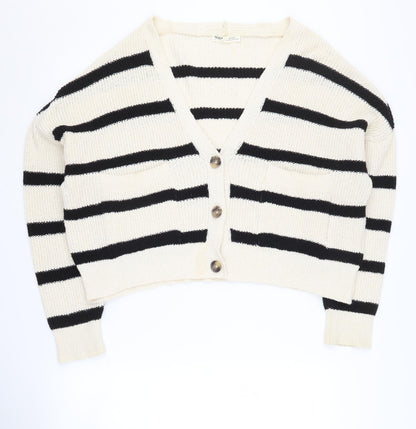 Womens UK Size S Pull&Bear Ivory Cardigan Jumper