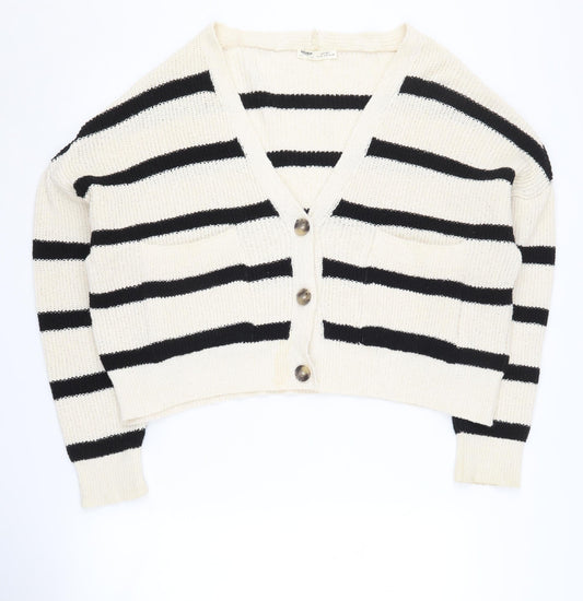 Womens UK Size S Pull&Bear Ivory Cardigan Jumper