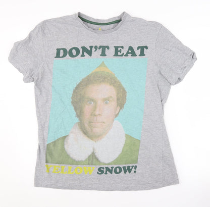 Tu Grey 'Elf' Graphic T-Shirt, Size M, Fun Christmas Tee