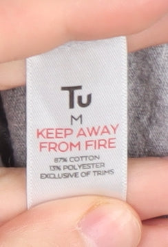 Tu Grey 'Elf' Graphic T-Shirt, Size M, Fun Christmas Tee