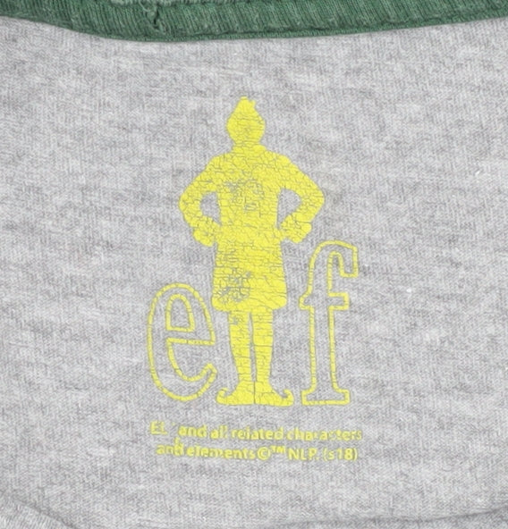 Tu Grey 'Elf' Graphic T-Shirt, Size M, Fun Christmas Tee