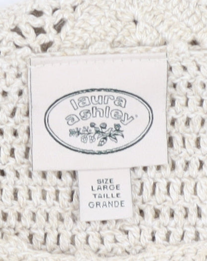 Laura Ashley Beige Open-Knit Pullover Jumper, Size L