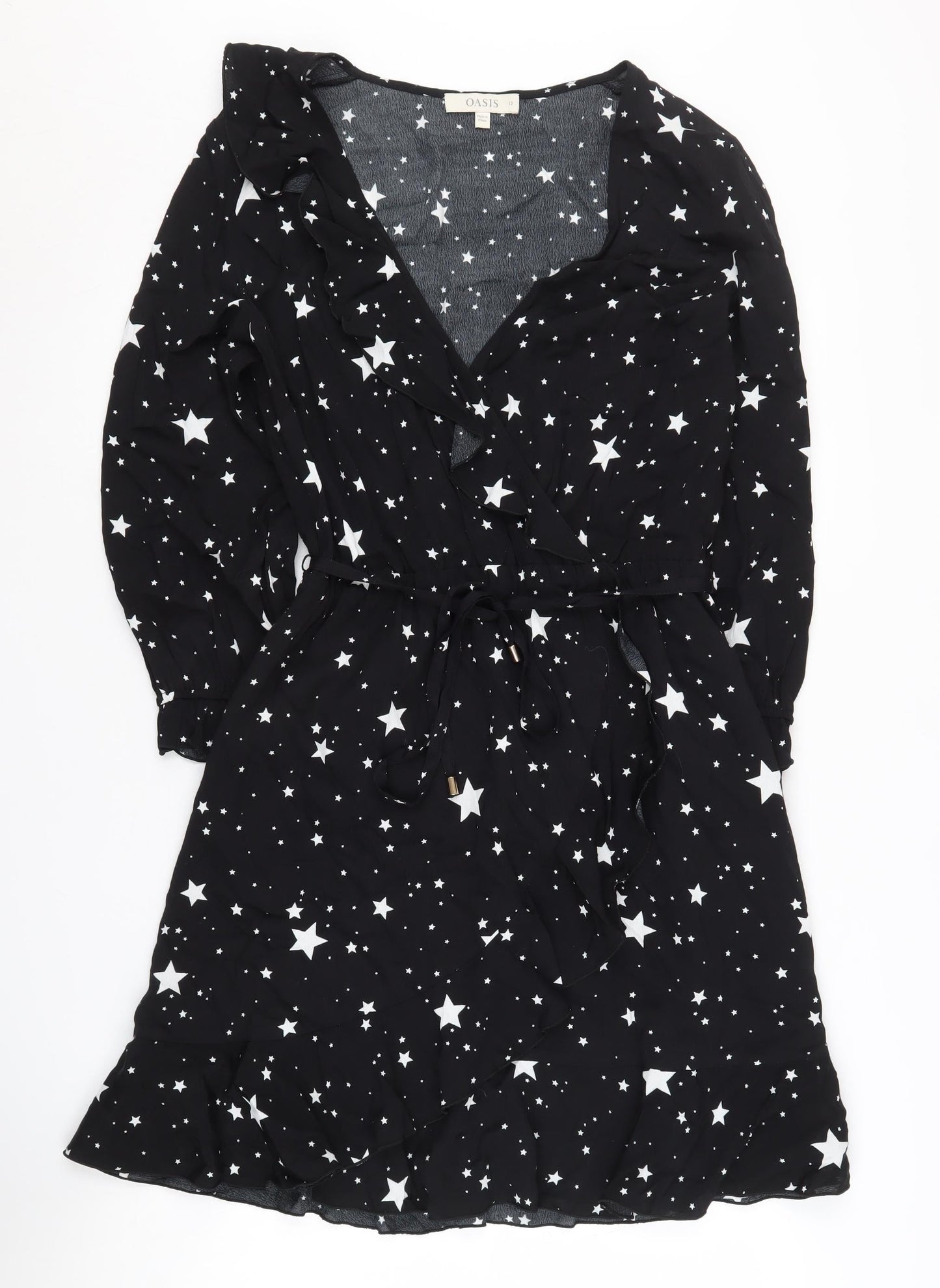 Oasis Women's Black Star Wrap Dress - Size 12