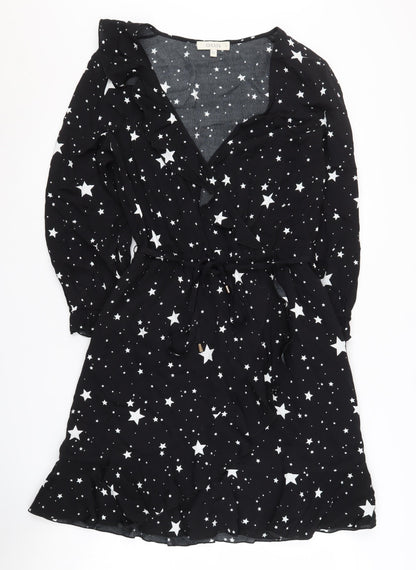 Oasis Women's Black Star Wrap Dress - Size 12