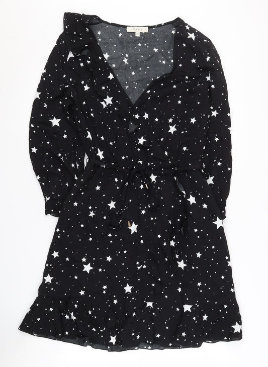 Oasis Women's Black Star Wrap Dress - Size 12