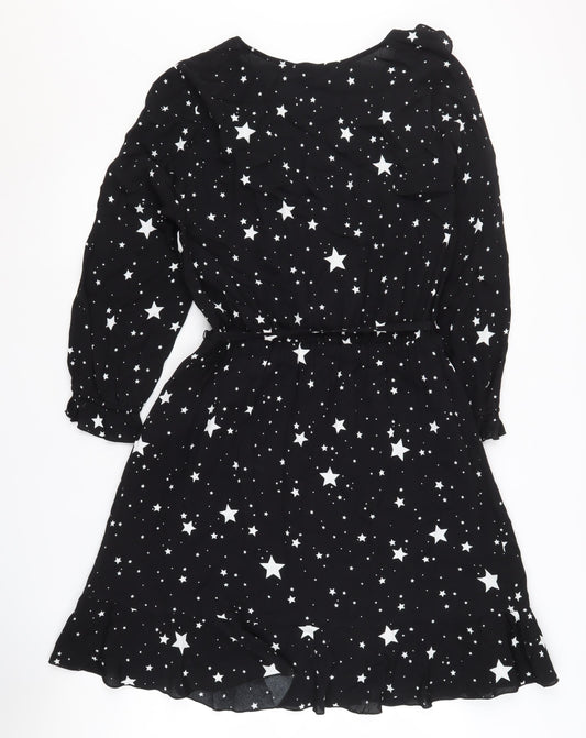 Oasis Women's Black Star Wrap Dress - Size 12