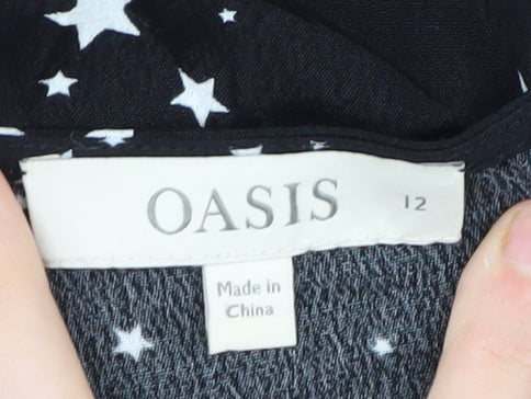 Oasis Women's Black Star Wrap Dress - Size 12