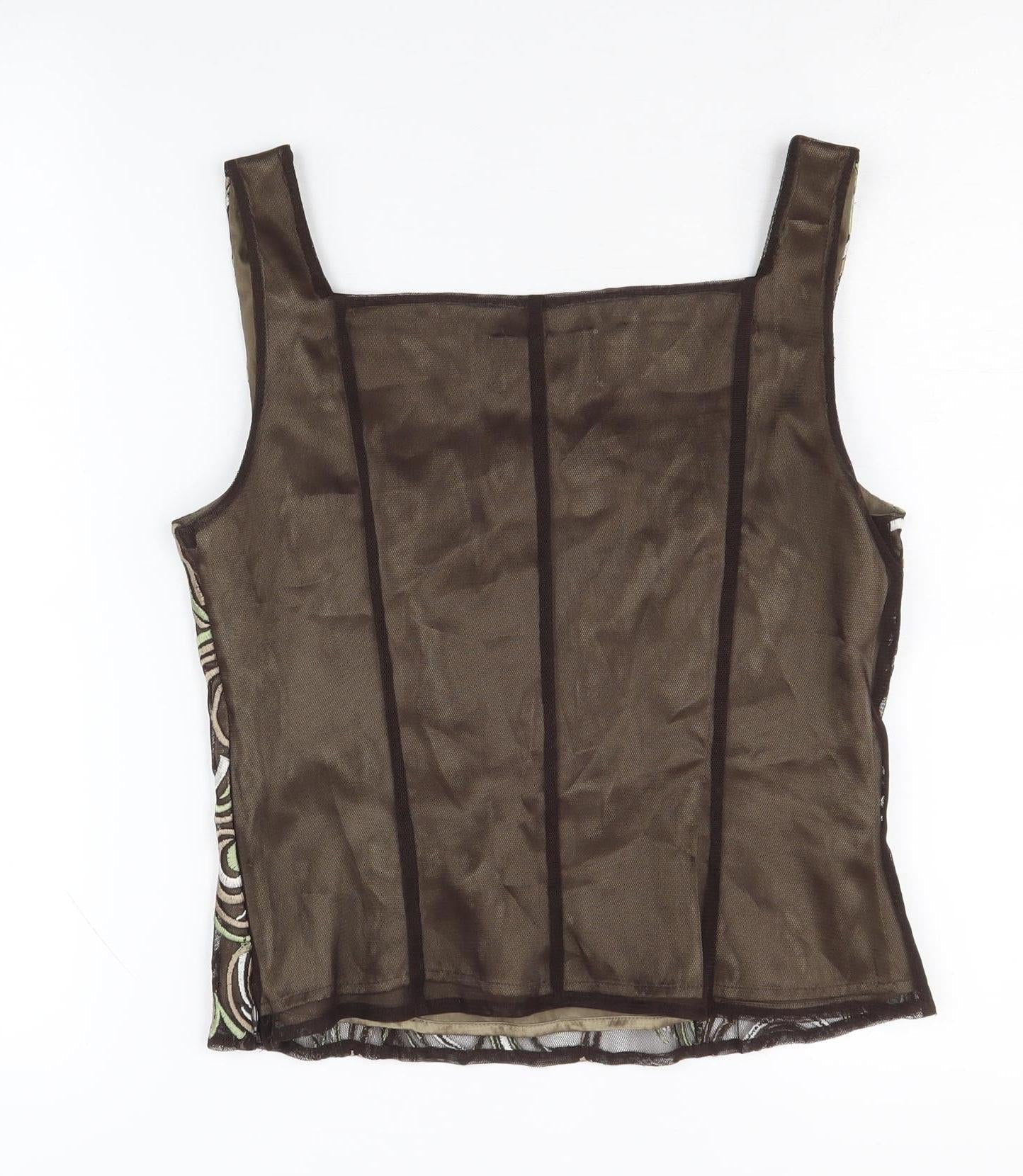 Minuet Women's Brown Camisole Blouse, Size 8, Embroidered