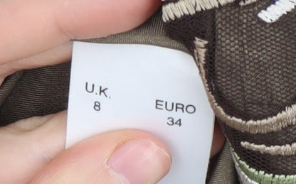 Minuet Women's Brown Camisole Blouse, Size 8, Embroidered