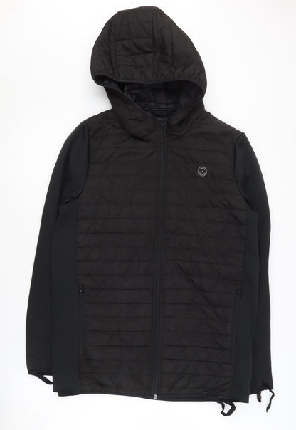 Jack & Jones Boys Black Puffer Jacket, 16Y, Hooded Winter Coat