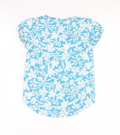 Lands' End Girls' Blue Floral T-Shirt, 8 Years