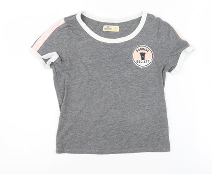 Womens UK Size XS Hollister Grey Basic T-Shirt