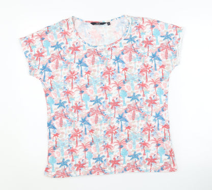 Womens UK Size S ISLE ESSENTIALS Multicoloured Basic T-Shirt