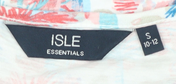 Womens UK Size S ISLE ESSENTIALS Multicoloured Basic T-Shirt