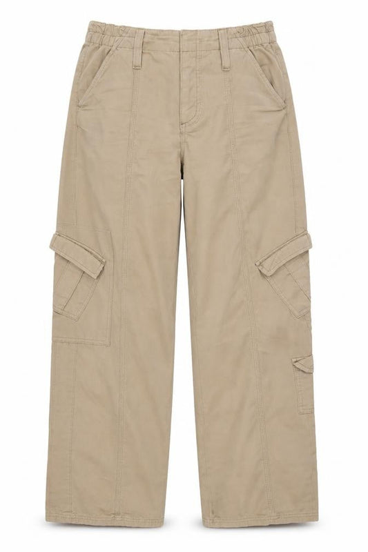 Front view of BDG Urban Outfitters Men's Beige Cargo Trousers S