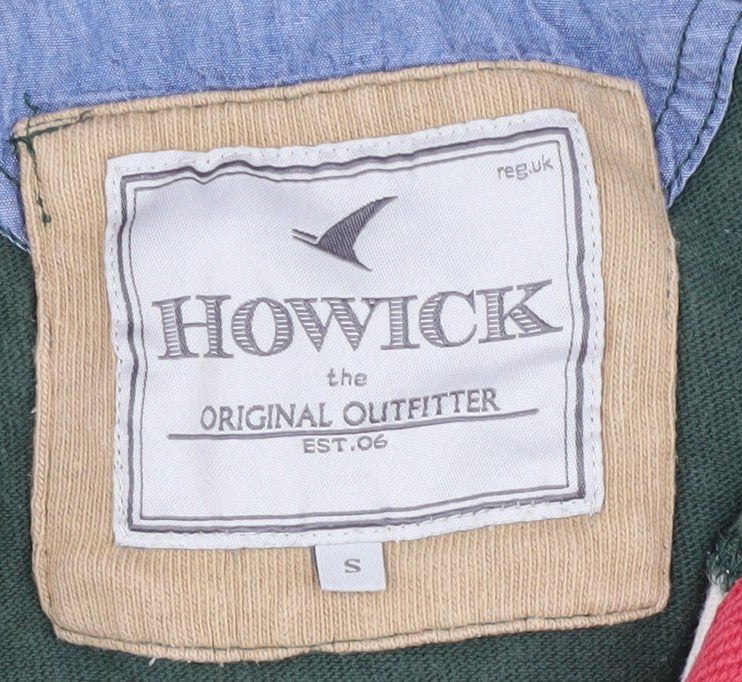 Howick Men’s Small Green Stripe Long Sleeve Polo