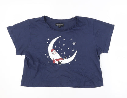 Brave Soul Women's Blue Christmas Pyjama Top S