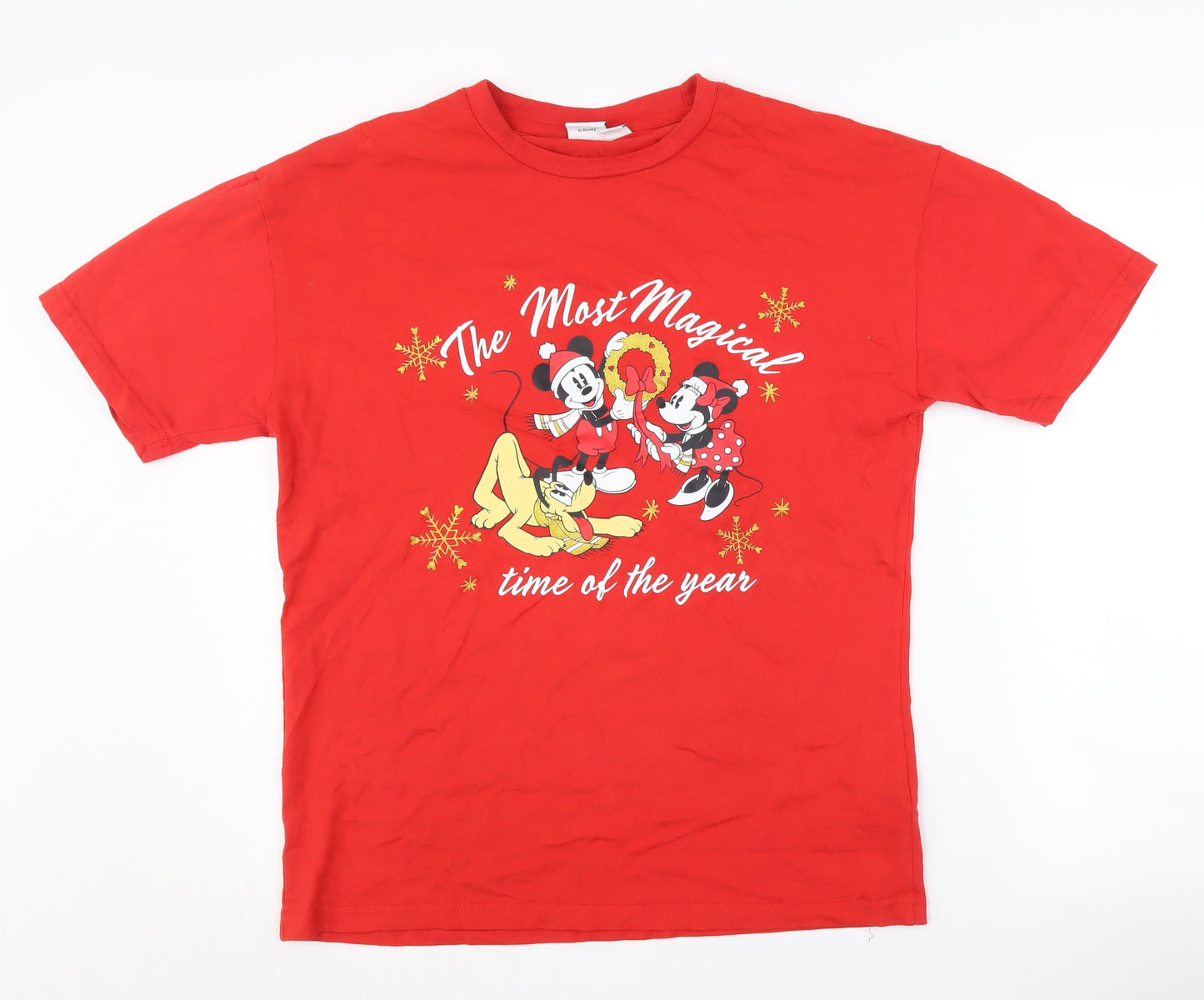 Unisex Adults UK Size XS Disney Red Basic T-Shirt