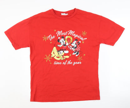 Unisex Adults UK Size XS Disney Red Basic T-Shirt
