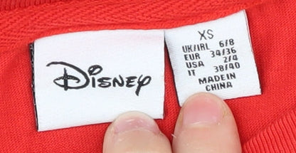 Unisex Adults UK Size XS Disney Red Basic T-Shirt