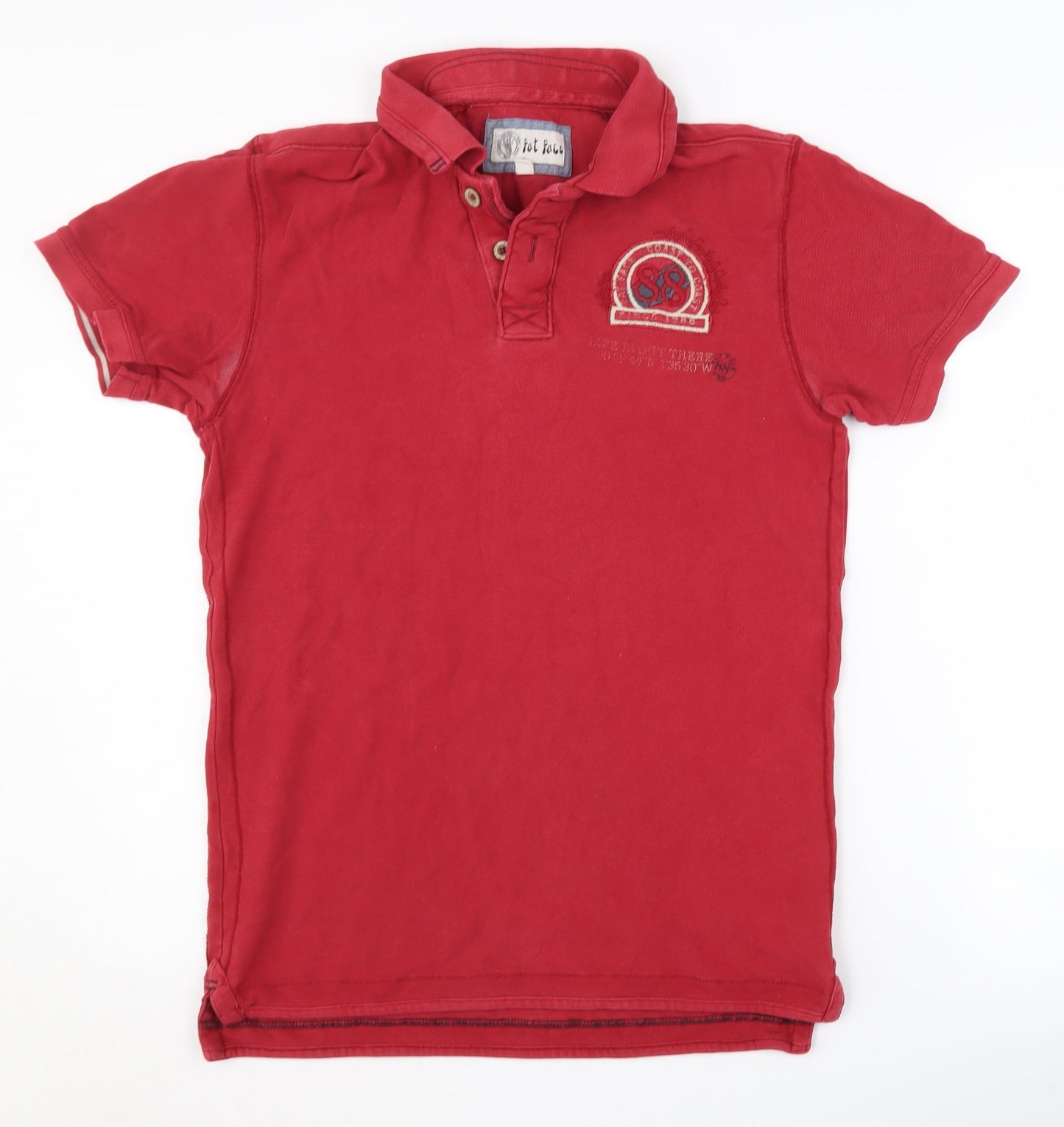 Fat Face Men's Red Cotton Polo Shirt Small