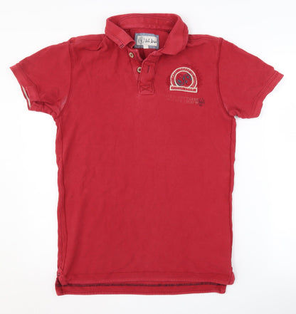 Fat Face Men's Red Cotton Polo Shirt Small