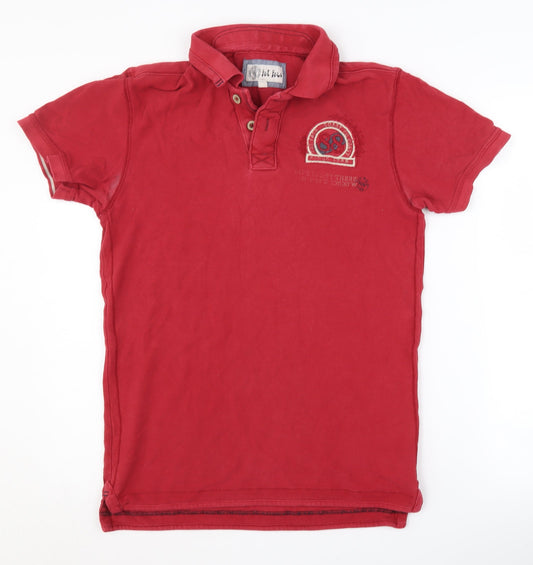 Fat Face Men's Red Cotton Polo Shirt Small