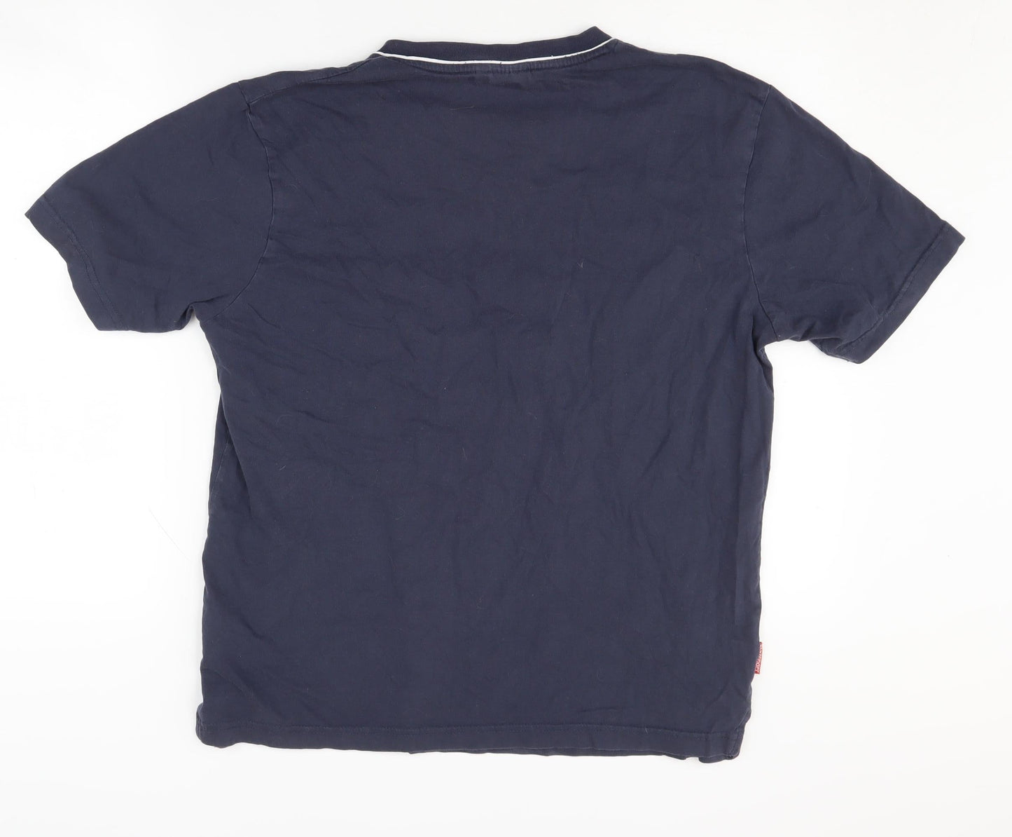 Slazenger Men's Blue V-Neck T-Shirt, Medium, Cotton, Logo Accent