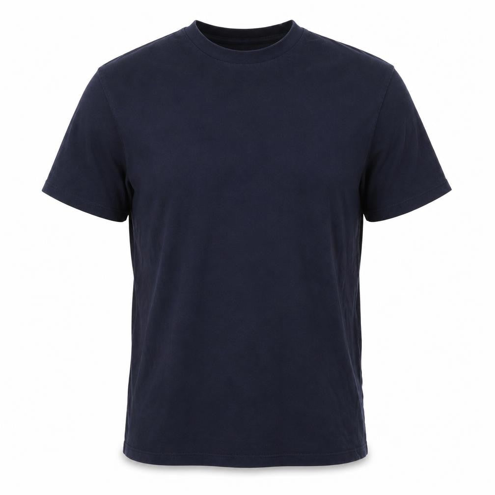 Front view of ASOS Design Blue Crew Neck T-Shirt, Men's L, Cotton Casual
