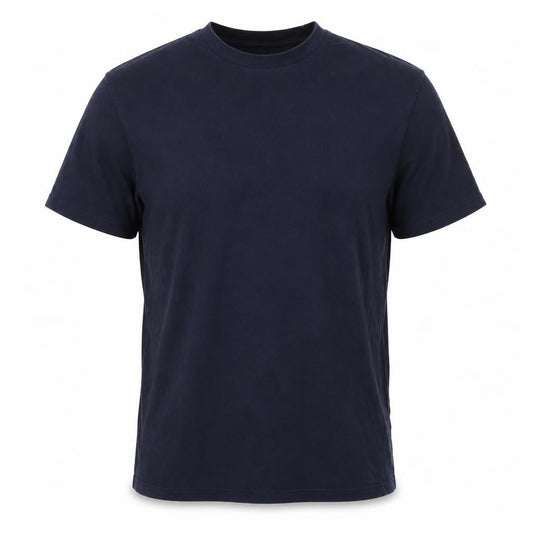 Front view of ASOS Design Blue Crew Neck T-Shirt, Men's L, Cotton Casual