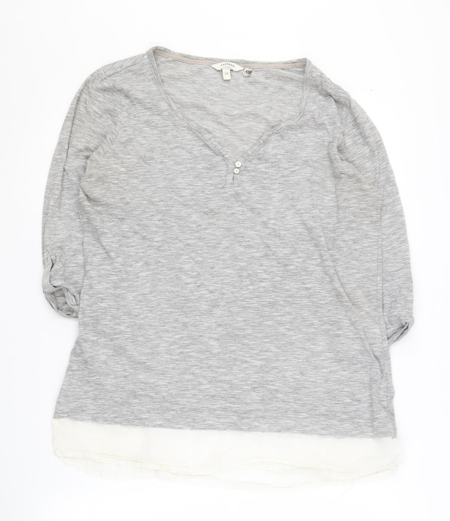 Womens UK Size 14 Fat Face Grey Henley Jumper