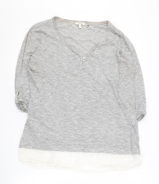 Fat Face Women's Grey V-Neck Jumper Size 14