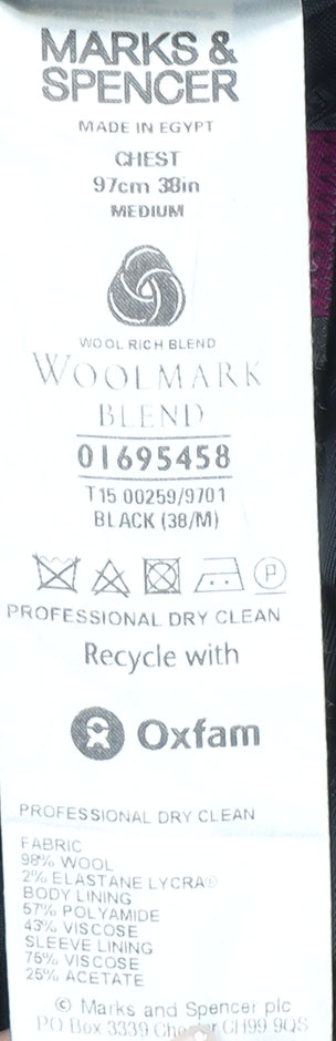 Marks and Spencer Black Wool Travel Blazer M
