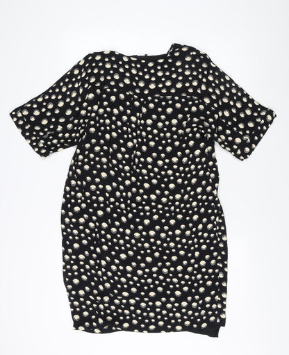 Whistles Women's Black Polka Dot V-Neck Dress Size 10