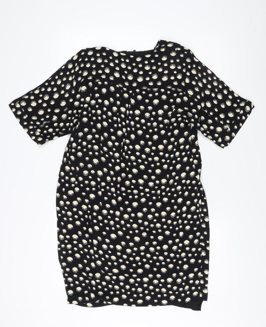 Whistles Women's Black Polka Dot V-Neck Dress Size 10