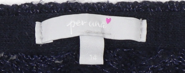 Womens UK Size 14 Marks and Spencer Blue Pullover Jumper