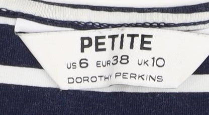 Dorothy Perkins Petite Striped Dress, Size 10, Navy/White